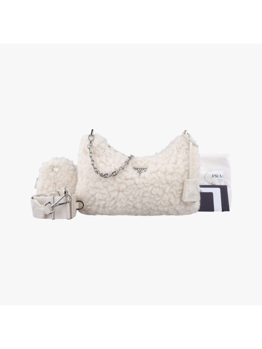 Prada Reedition White Wool 7 Shoulder